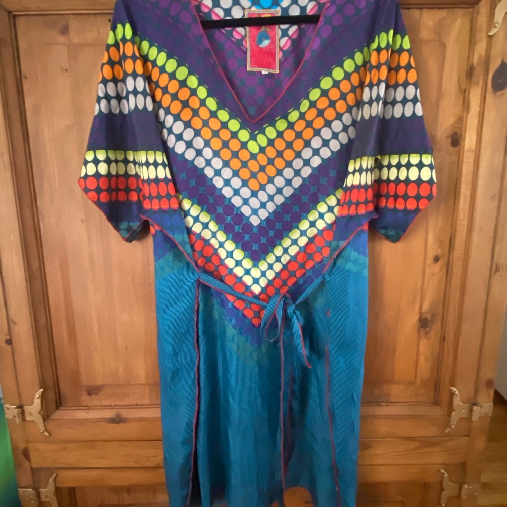 Johnny Was Multicolor Polka Dot Kaftan